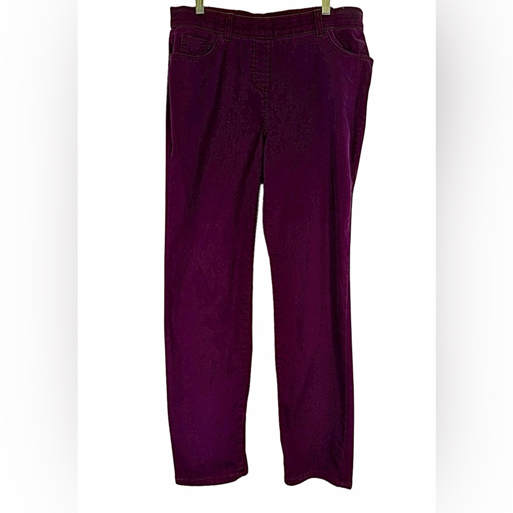 Allison Daley Women's Purple Elastic waist Straight Leg Jeans 5 Pocket Size 12